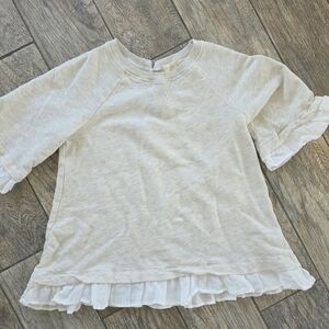 Altard State Womens Cream Sweatshirt Ruffle Sleeve Top Medium